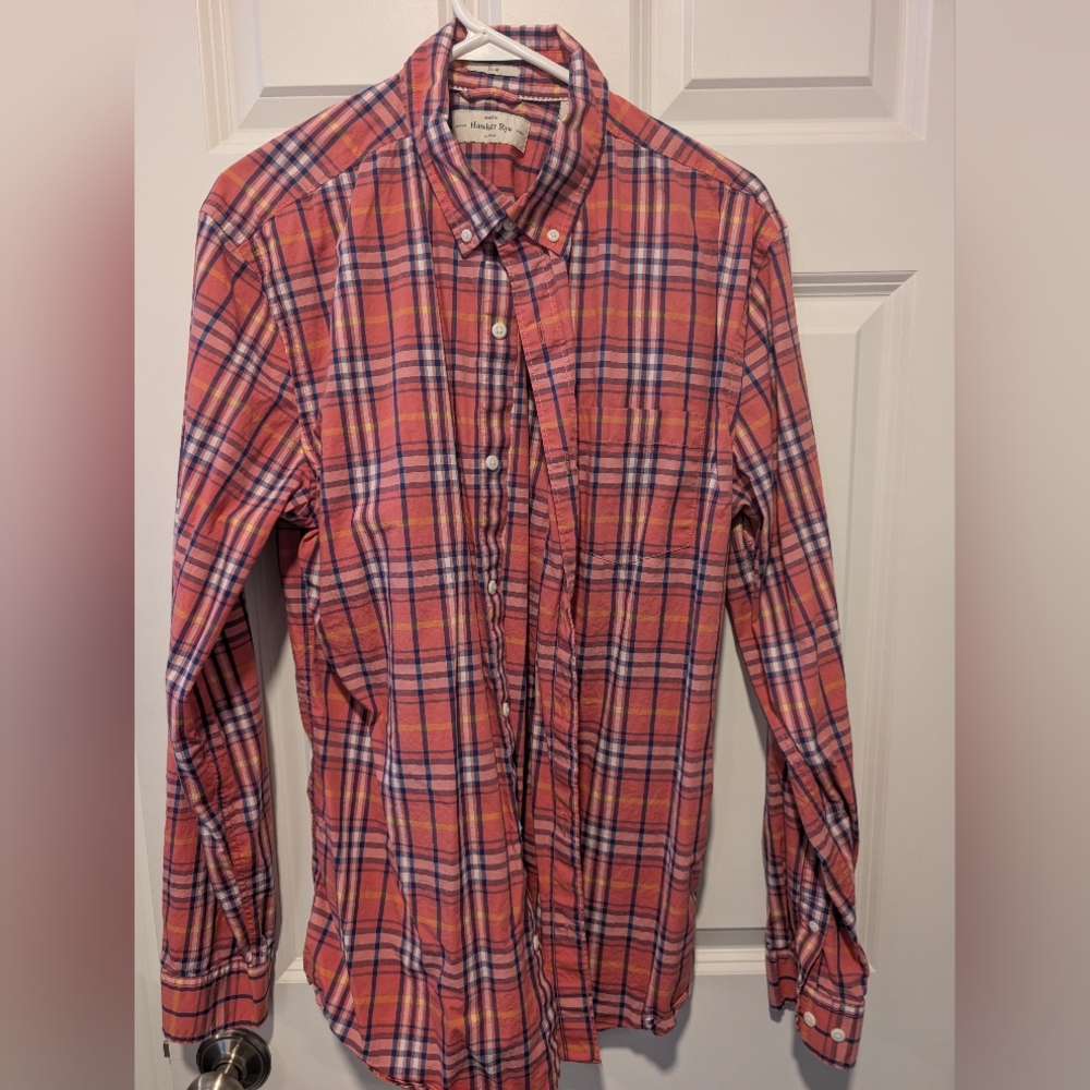 Lightweight Coral Plaid Button-Down Shirt by Vineyard Vines